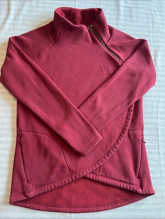 Athleta Tops - Athleta Cozy Karma Asym Burgundy Fleece Pullover